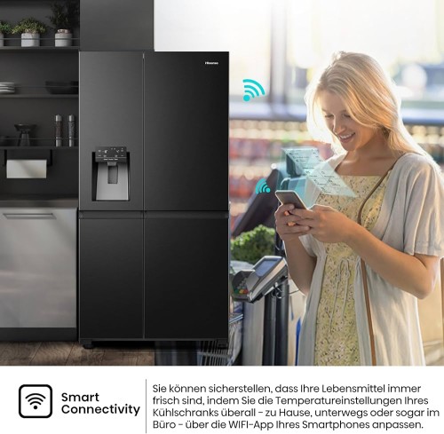 Hisense 632 L, RS818N4TFC – Combină frigorifică Side-by-Side Total No Frost, Wi-Fi, dozator apă & gheață, clasa C – import Germania 🇩🇪