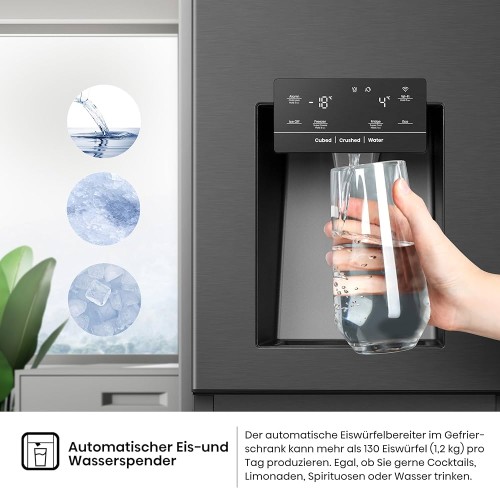 Hisense 632 L, RS818N4TFC – Combină frigorifică Side-by-Side Total No Frost, Wi-Fi, dozator apă & gheață, clasa C – import Germania 🇩🇪
