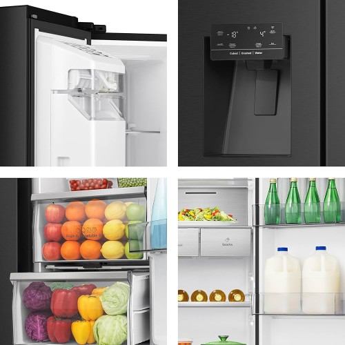 Hisense 632 L, RS818N4TFC – Combină frigorifică Side-by-Side Total No Frost, Wi-Fi, dozator apă & gheață, clasa C – import Germania 🇩🇪