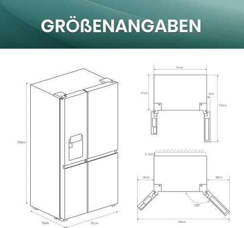 Hisense 632 L, RS818N4TFC – Combină frigorifică Side-by-Side Total No Frost, Wi-Fi, dozator apă & gheață, clasa C – import Germania 🇩🇪