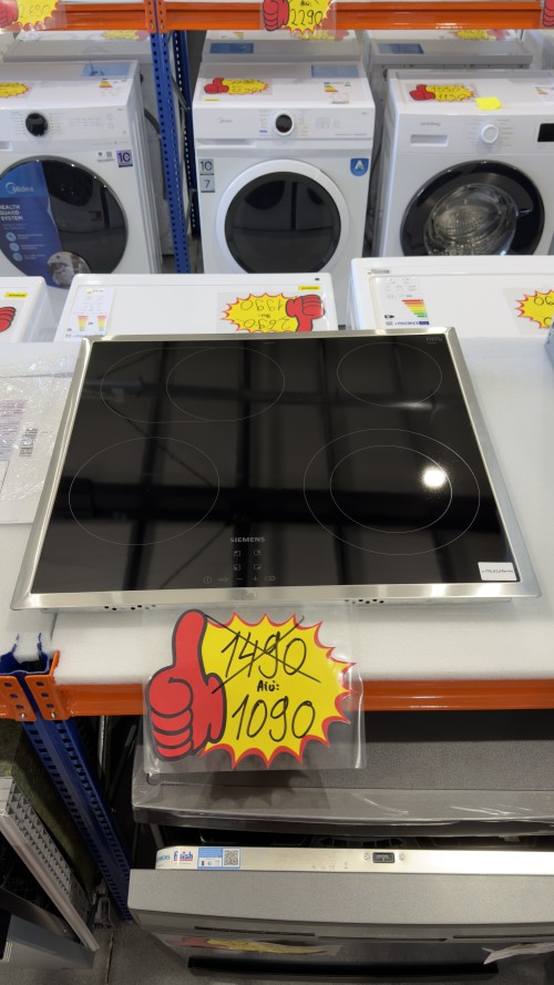 Siemens 60cm, iQ300, ET645HN17E/04 – Plită electrică vitroceramică SCHOTT CERAN®, 4 zone, 7.500 W, TouchControl, Made in Germany 🇩🇪