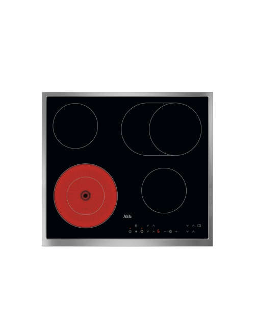 AEG 60 cm,NRN64A06XB – Plită vitroceramică 4 zone, 7.000 W, zonă dublă + zonă ovală, TouchControl, ramă inox