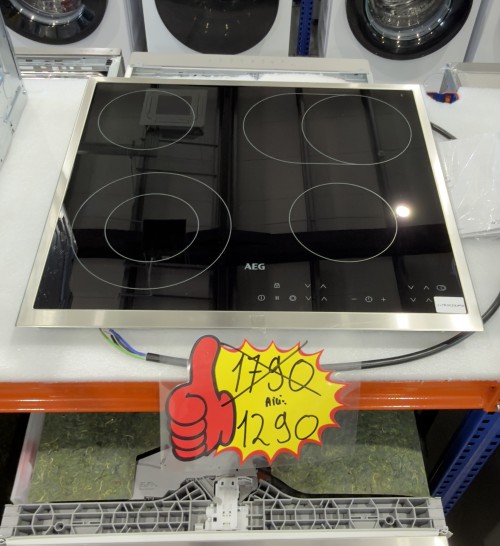 AEG 60 cm,NRN64A06XB – Plită vitroceramică 4 zone, 7.000 W, zonă dublă + zonă ovală, TouchControl, ramă inox