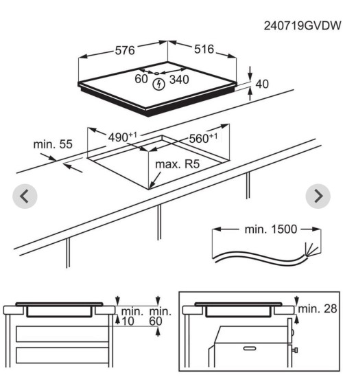 AEG 60 cm,NRN64A06XB – Plită vitroceramică 4 zone, 7.000 W, zonă dublă + zonă ovală, TouchControl, ramă inox