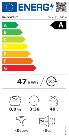 Bauknecht 8 KG, Super Eco 845 A – Mașină de spălat rufe, Clasa A, Inverter Motor, import Germania 🇩🇪