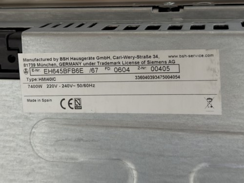 Siemens 60 cm, iQ300 EH645BFB6E/67 – Plită inducție, 4 zone, PowerBoost, TouchControl, 7,4 kW, import Germania 🇩🇪