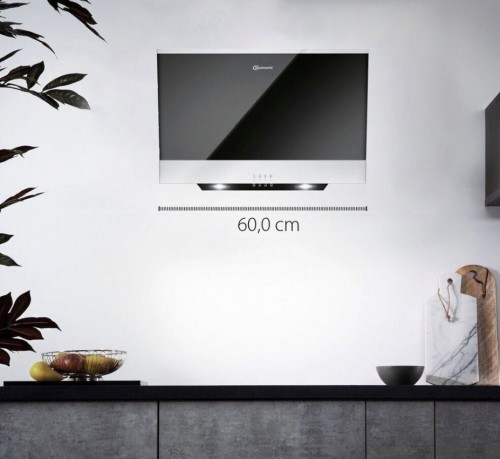 Bauknecht 60 cm, DBHVP 6.3 LM K – Hotă decorativă sticlă neagră, 3 trepte, LED, clasa B, import Germania 🇩🇪