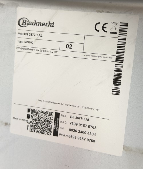 Bauknecht 78 cm, BS 2677C AL – Plită inducție 4 zone, Flexi Duo, Booster, 7,2 kW, import Germania 🇩🇪
