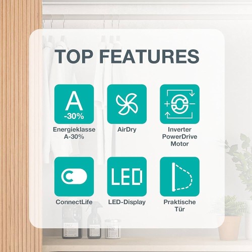Gorenje 8/5 KG, WD2PA854ADW/DE – Mașină de spălat cu uscător Clasa A/D, Wi-Fi ConnectLife, AirDry, import Germania 🇩🇪