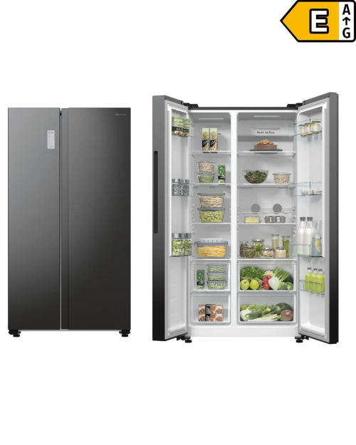 Hisense 550 L, RS711N4AFE – Frigider/Combina frigorifică Side-by-Side Total No Frost, Inverter, Freezer Convert, clasa E, Black Inox, import Germania 🇩🇪