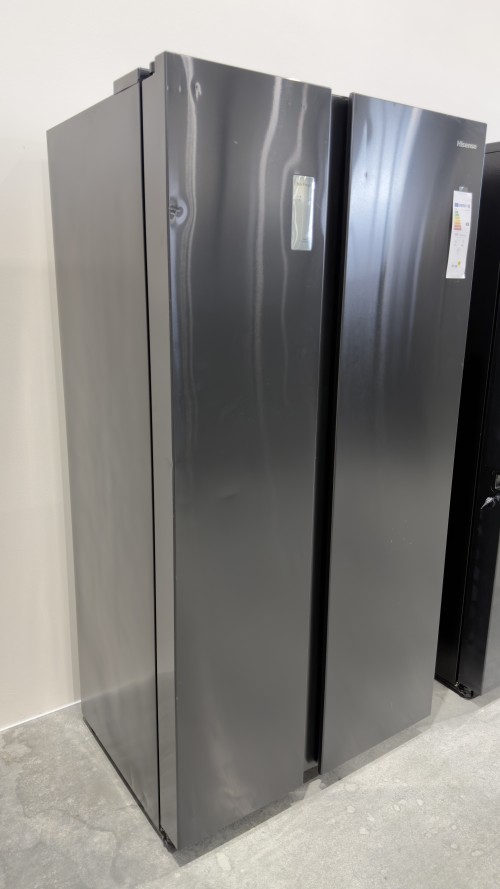 Hisense 550 L, RS711N4AFE – Frigider/Combina frigorifică Side-by-Side Total No Frost, Inverter, Freezer Convert, clasa E, Black Inox, import Germania 🇩🇪