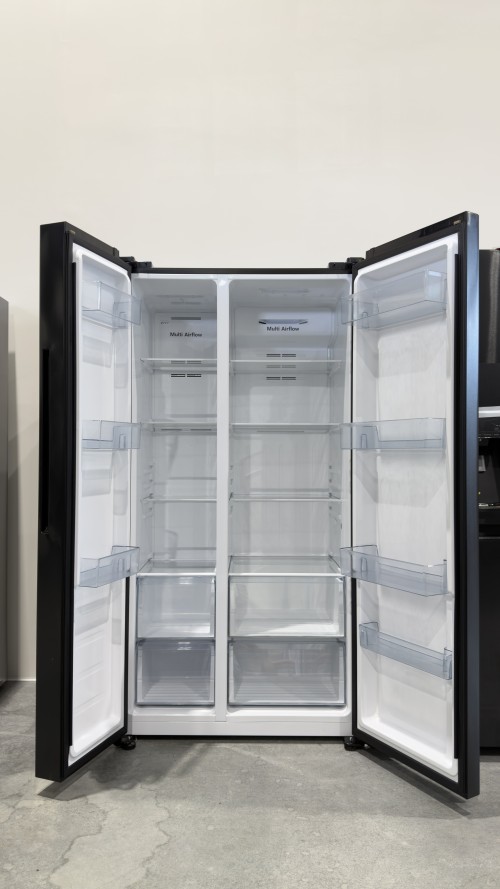 Hisense 550 L, RS711N4AFE – Frigider/Combina frigorifică Side-by-Side Total No Frost, Inverter, Freezer Convert, clasa E, Black Inox, import Germania 🇩🇪