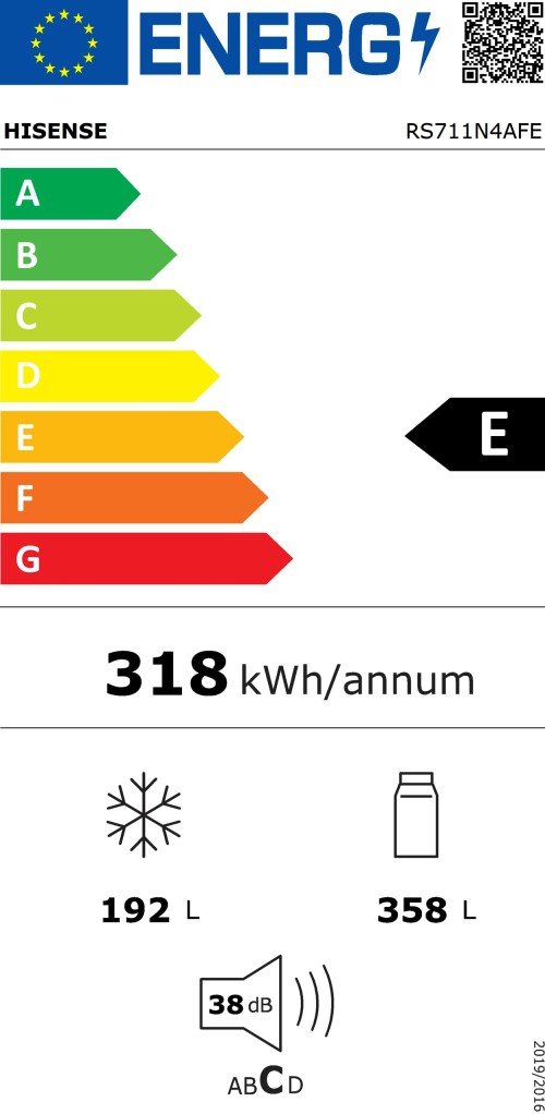 Hisense 550 L, RS711N4AFE – Frigider/Combina frigorifică Side-by-Side Total No Frost, Inverter, Freezer Convert, clasa E, Black Inox, import Germania 🇩🇪