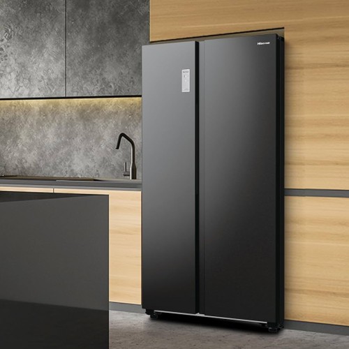 Hisense 550 L, RS711N4AFE – Frigider/Combina frigorifică Side-by-Side Total No Frost, Inverter, Freezer Convert, clasa E, Black Inox, import Germania 🇩🇪
