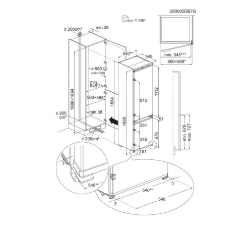 AEG 269 L, NSC6M191ES – combină frigorifică încorporabilă mare, TwinTech® Total No Frost, MultiFlow, CustomFlex®, clasa E, import Suedia