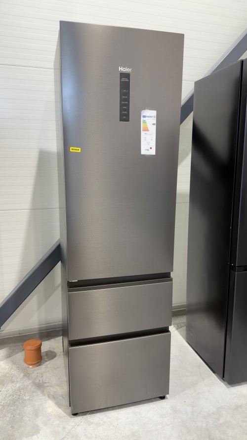 Haier 414 L, HTW5620CNMP – Combină frigorifică 3D, Clasa C, Total No Frost, Wi-Fi, Dark Inox, import Germania 🇩🇪