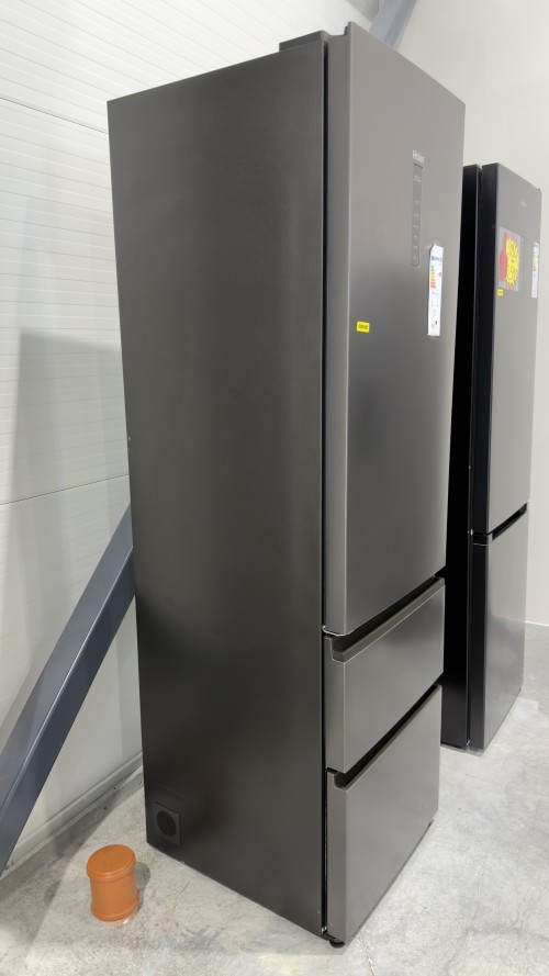 Haier 414 L, HTW5620CNMP – Combină frigorifică 3D, Clasa C, Total No Frost, Wi-Fi, Dark Inox, import Germania 🇩🇪