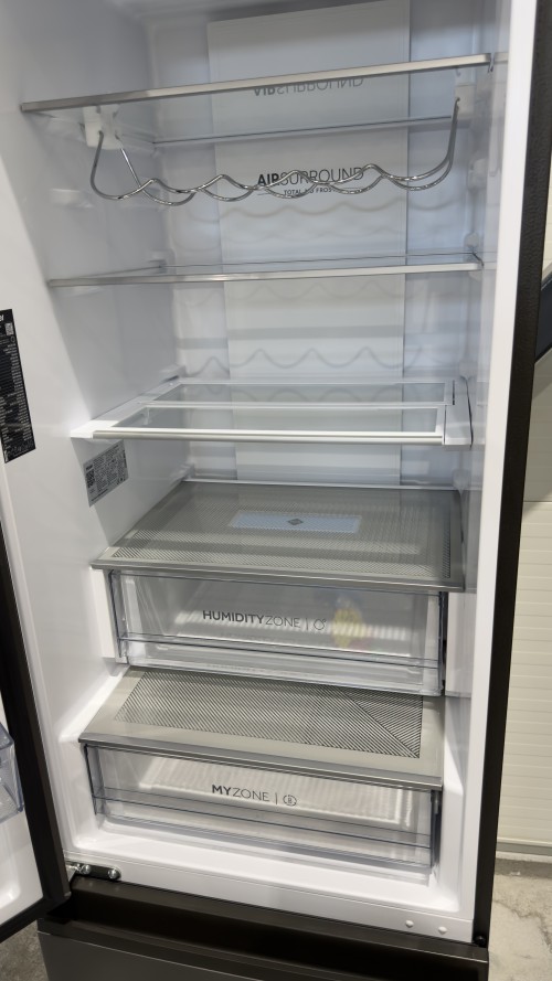 Haier 414 L, HTW5620CNMP – Combină frigorifică 3D, Clasa C, Total No Frost, Wi-Fi, Dark Inox, import Germania 🇩🇪