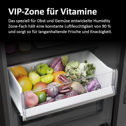 Haier 414 L, HTW5620CNMP – Combină frigorifică 3D, Clasa C, Total No Frost, Wi-Fi, Dark Inox, import Germania 🇩🇪
