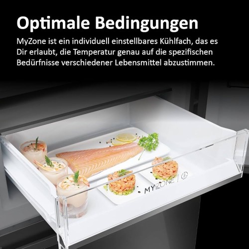 Haier 414 L, HTW5620CNMP – Combină frigorifică 3D, Clasa C, Total No Frost, Wi-Fi, Dark Inox, import Germania 🇩🇪