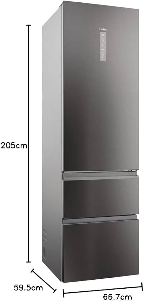 Haier 414 L, HTW5620CNMP – Combină frigorifică 3D, Clasa C, Total No Frost, Wi-Fi, Dark Inox, import Germania 🇩🇪