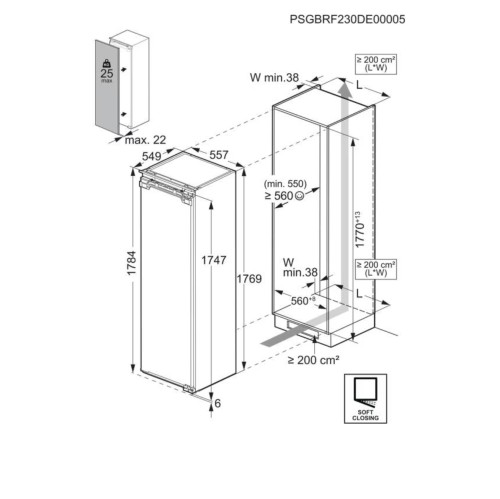 Electrolux 522 L, + KUN7NE18C – Set frigider + congelator încorporabile, side by side, No Frost, import Germania