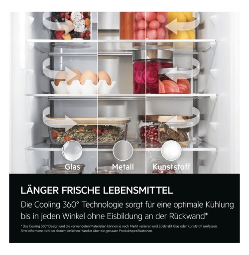 AEG 249 L, NSC7C181DS – Combină frigorifică încorporabilă Clasa D, AI CoolAssist®, TwinTech® Total No Frost, Cooling 360°, import Germania 🇩🇪