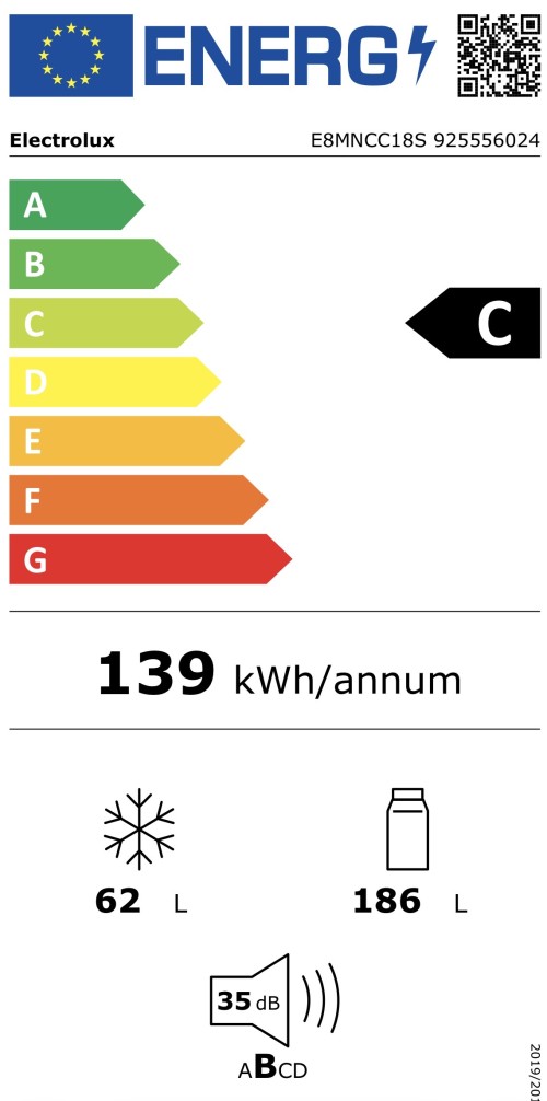 Electrolux 249 L, E8MNCC18S – Combină frigorifică incorporabila import Germania 🇩🇪