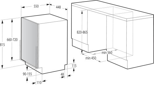 Gorenje 10 seturi, GV583C10 – Mașină de spălat vase complet încorporabilă 45 cm, Clasa C, TotalDry, import Germania 🇩🇪