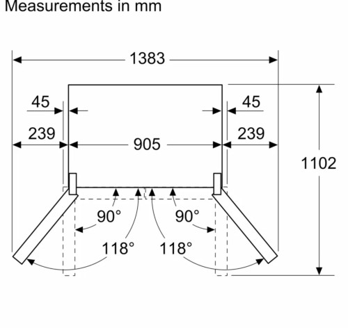 Siemens 574 L,iQ700, KF96DPXEA  – Combină frigorifică French Door, Total noFrost, dozator apă & gheață, Home Connect, Clasa E, import Germania 🇩🇪