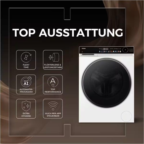 Haier⁠ 9 kg HW90-B14667TU1 – Mașină de spălat rufe Clasa A, 1400 rpm, Direct Motion, Smart AI, Wi-Fi, import Germania 🇩🇪