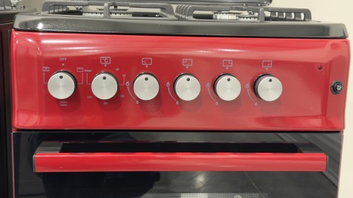 VOV 57cm, VCF5757EF-R – Aragaz 4 arzătoare gaz + cuptor electric ventilat 53 L, clasa A, roșu