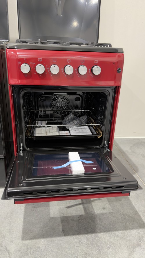 VOV 57cm, VCF5757EF-R – Aragaz 4 arzătoare gaz + cuptor electric ventilat 53 L, clasa A, roșu