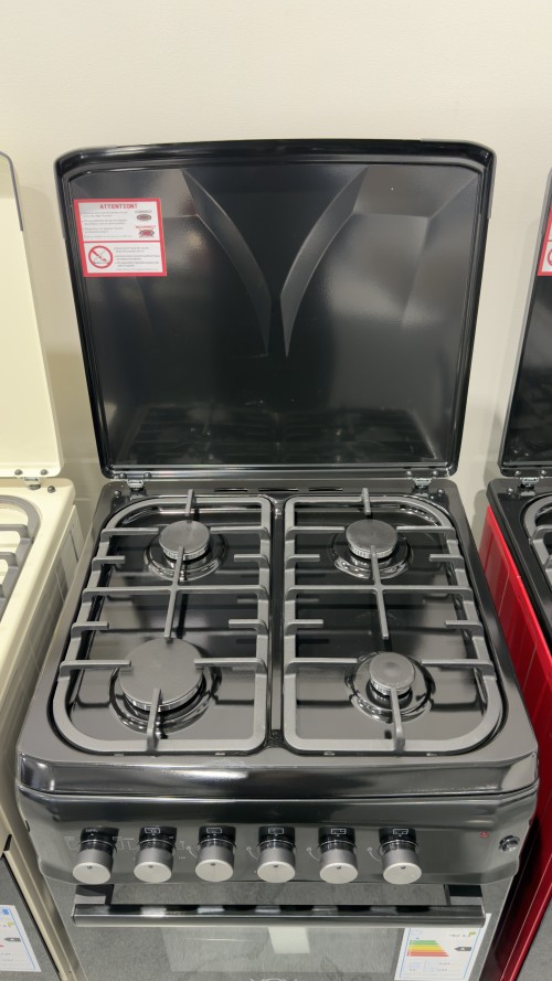 VOV 57cm, VCF5757EF-BLK – Aragaz 4 arzătoare gaz + cuptor electric ventilat 53 L, clasa A, negru