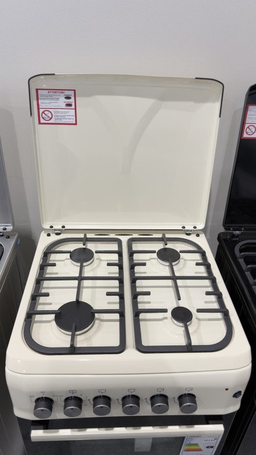 VOV 57cm, VCF5757EF-CRM – Aragaz 4 arzătoare gaz + cuptor electric ventilat 53 L, clasa A, crem