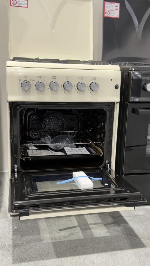 VOV 57cm, VCF5757EF-CRM – Aragaz 4 arzătoare gaz + cuptor electric ventilat 53 L, clasa A, crem