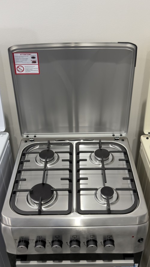 VOV 57cm, VCF5757EF-INOX – Aragaz 4 arzătoare gaz + cuptor electric ventilat 53 L, clasa A, Inox