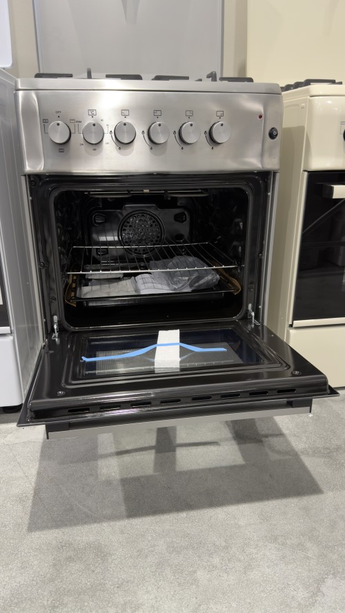 VOV 57cm, VCF5757EF-INOX – Aragaz 4 arzătoare gaz + cuptor electric ventilat 53 L, clasa A, Inox