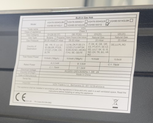 VOV VEBF9026SS-7F + VGH90-5001S – Set cuptor electric 90 cm, 132 L + plită gaz 90 cm, 5 arzătoare, Clasa A