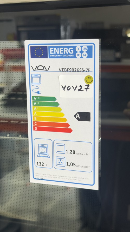 VOV VEBF9026SS-7F + VGH90-5001S – Set cuptor electric 90 cm, 132 L + plită gaz 90 cm, 5 arzătoare, Clasa A