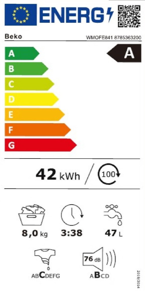 Beko 8 kg WMOFE841 – Mașină de spălat 1400 rpm, SteamCure, ProSmart Inverter, clasa A, import Germania 🇩🇪