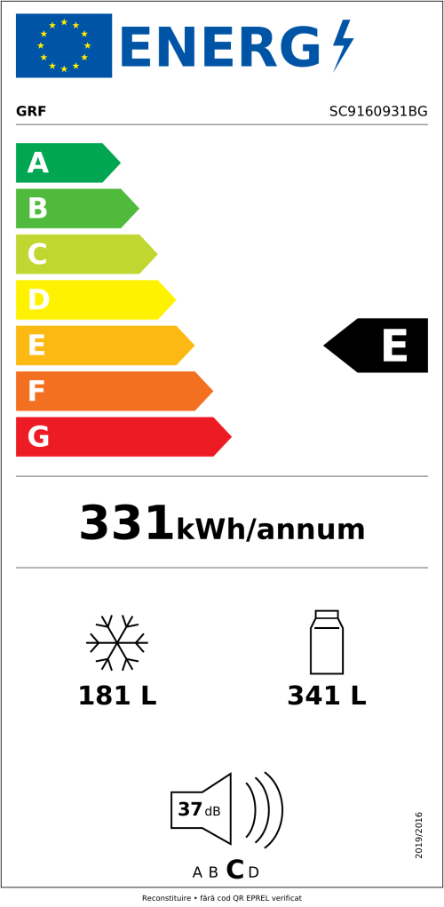 GRF 522 L SC9160931BG – combină frigorifică Cross Door 4 uși, Total No Frost, Inverter, Flex Temp -4/0/+4°C, Slot-In 60 cm, clasa E, negru mat