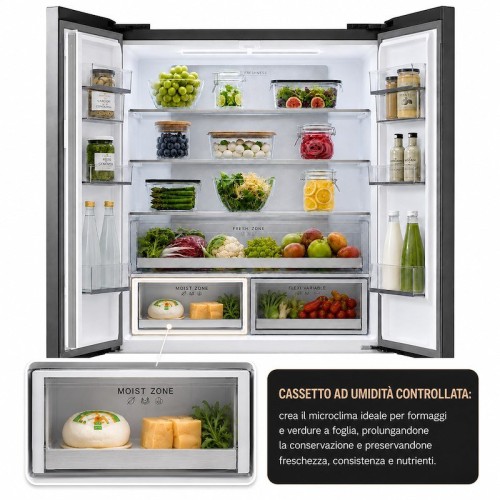 GRF 522 L SC9160931BG – combină frigorifică Cross Door 4 uși, Total No Frost, Inverter, Flex Temp -4/0/+4°C, Slot-In 60 cm, clasa E, negru mat