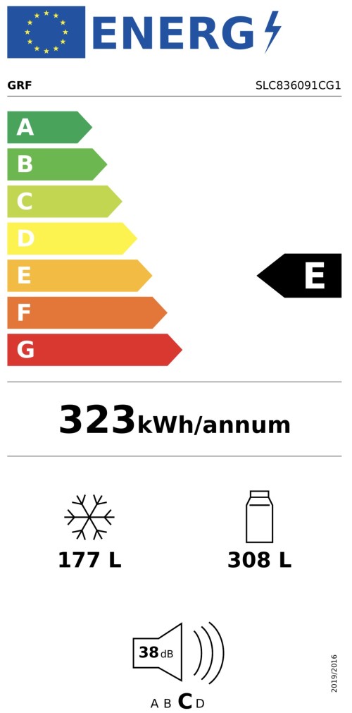 GRF 485 L SLC836091CG1 – Cross Door 4 uși, Total No Frost, Inverter, Flex Temp -4/0/+4°C, Cooling 360°, Slot-In 60 cm, Vetro Champagne, clasa E