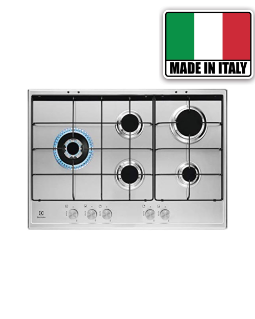 Electrolux 75 cm, KGS7564SX – plită pe gaz 5 arzătoare, Wok multicoroană, SpeedBurner, inox, Made in Italy 🇮🇹