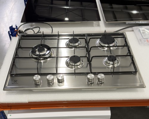 Electrolux 75 cm, KGS7564SX – plită pe gaz 5 arzătoare, Wok multicoroană, SpeedBurner, inox, Made in Italy 🇮🇹