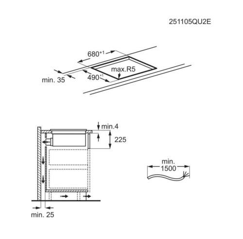 AEG 70cm, NCH74B01CB– aeg serie 6000 plită inducție + hotă integrată, 4 zone, Bridge, PowerBoost, extracție automată, A+, Made in Germany 🇩🇪