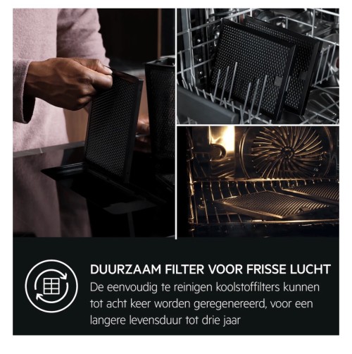 AEG 70cm, NCH74B01CB– aeg serie 6000 plită inducție + hotă integrată, 4 zone, Bridge, PowerBoost, extracție automată, A+, Made in Germany 🇩🇪
