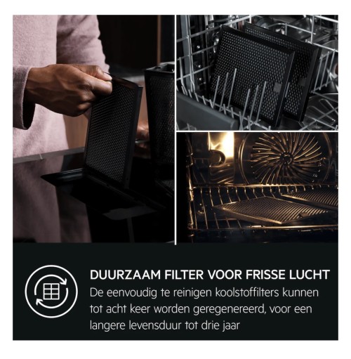 AEG 80cm, NCH84C23FB – plită inducție cu hotă integrată, SenseFry®, Double Bridge, A+