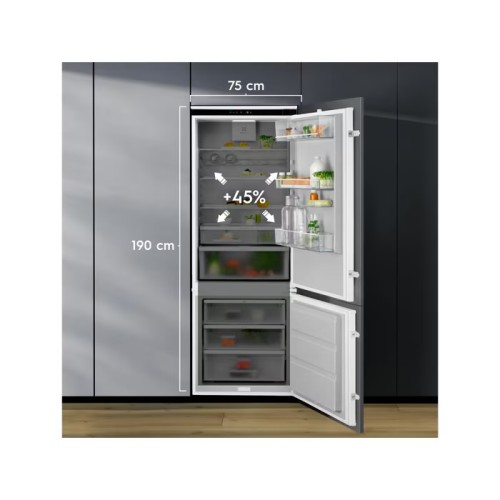Electrolux 376 L KNR7TE75T (925975014) – combină frigorifică incorporabilă, clasa E, TwinTech® Total No Frost Plus, GreenZone, MaxiSpace
